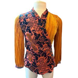 Moulinette Soeurs anthropologie velvet wrap blouse large